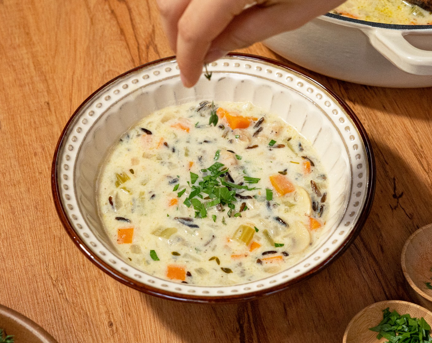 step 9 Serve the soup in a bowl, and garnish with Fresh Parsley (1 Tbsp).