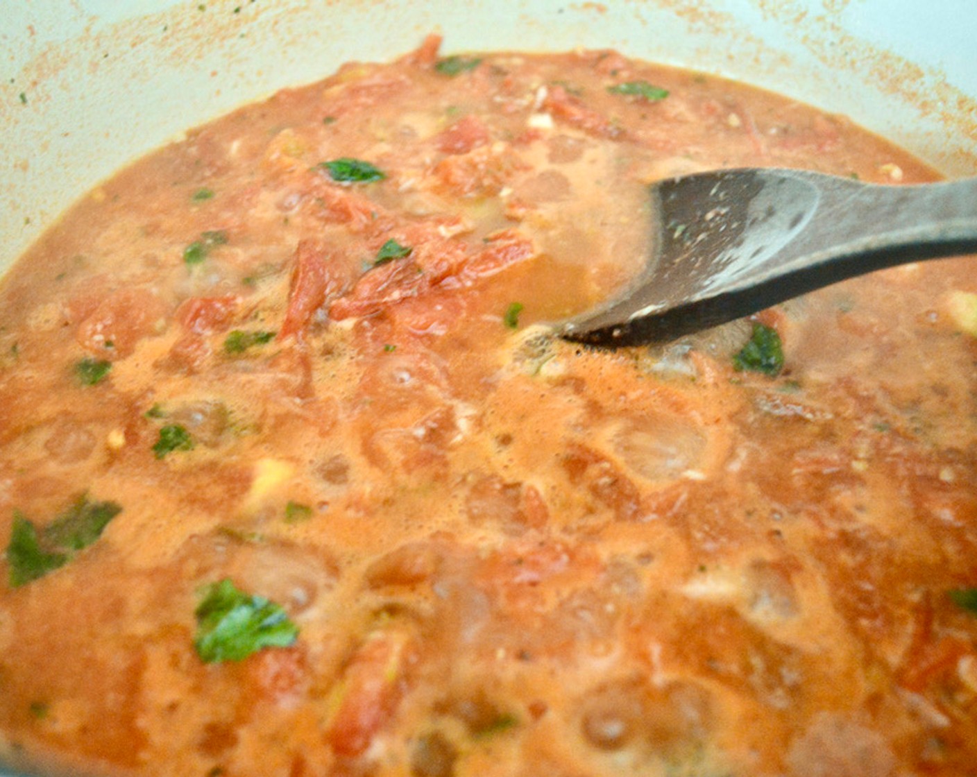 step 1 Take a pot and heat the Olive Oil (1 dash) over medium-high heat. Then add Heirloom Tomatoes (3), Garlic (6 cloves), and Fresh Basil (4 Tbsp), cook for a few minutes or until they start to get fragrant.