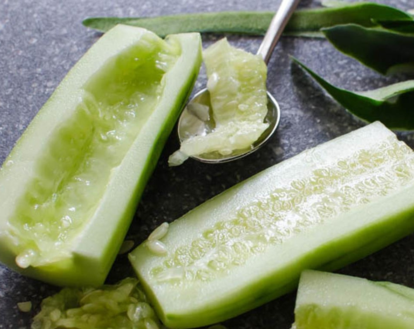 step 1 Peel and seed the Cucumbers (2).