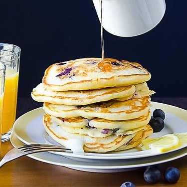 Blueberry Lemon Cornmeal Pancakes Recipe | SideChef