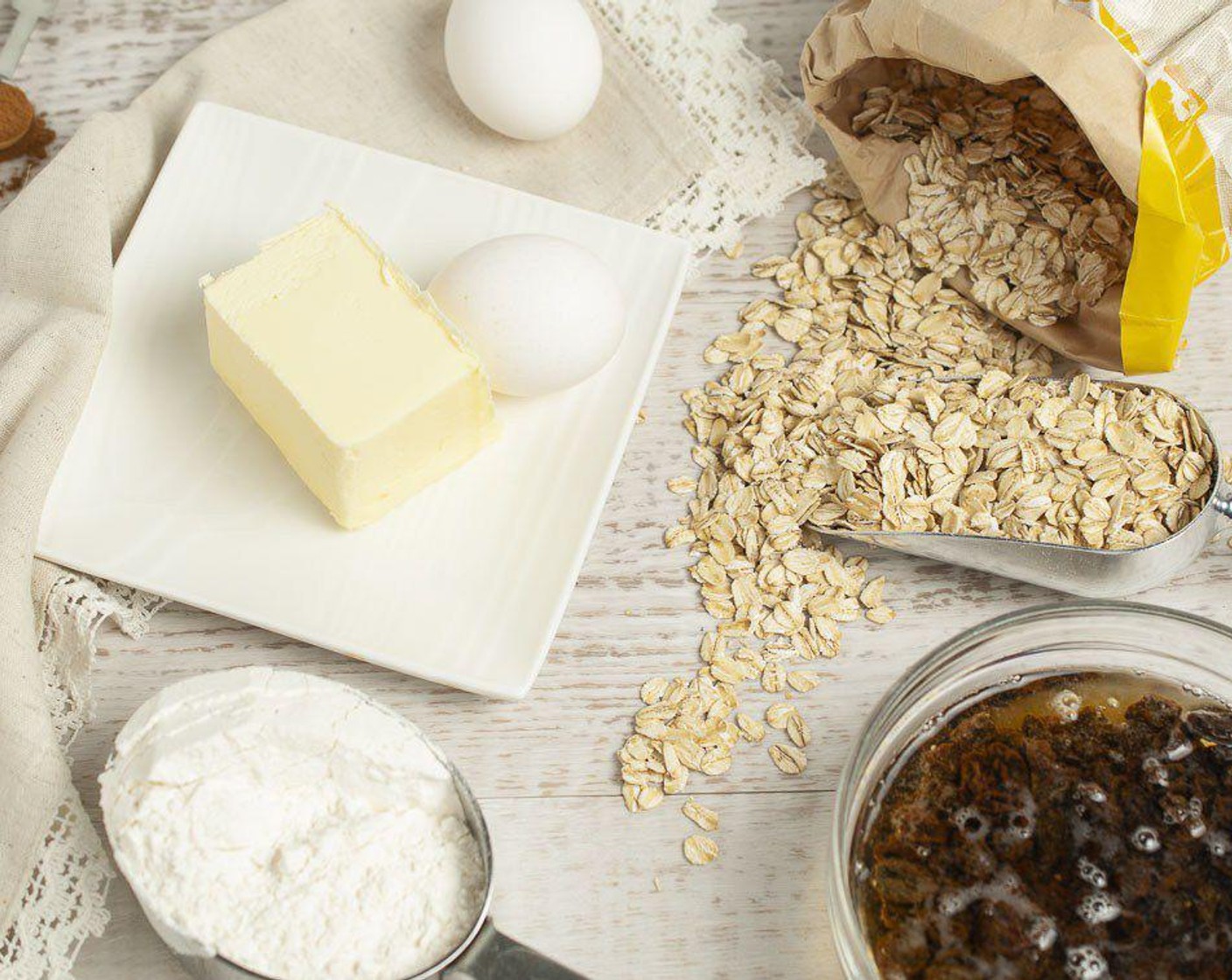 step 3 In a small bowl, whisk together Old Fashioned Rolled Oats (2 cups), All-Purpose Flour (1 3/4 cups), Ground Cinnamon (1/2 Tbsp), Ground Ginger (1/2 tsp), Baking Soda (1 tsp), and Salt (1/2 tsp).