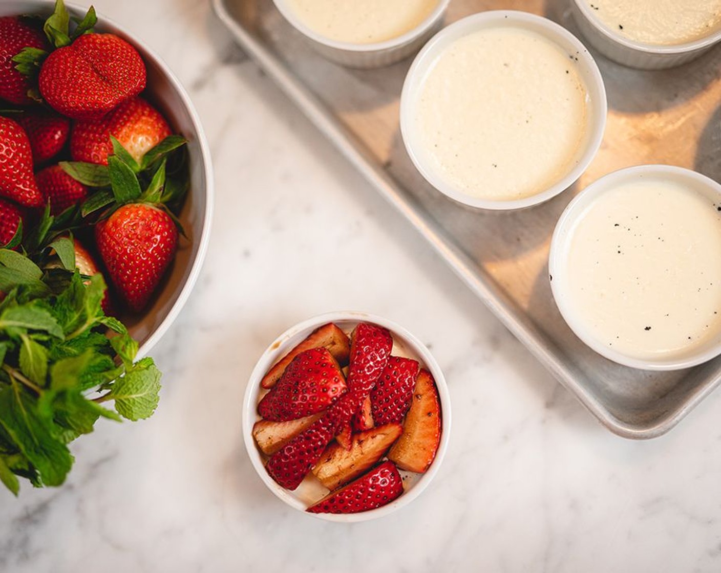 Bay Leaf Panna Cotta with Balsamic Black Pepper Strawberries