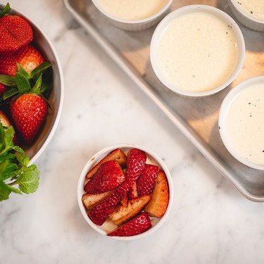 Bay Leaf Panna Cotta with Balsamic Black Pepper Strawberries Recipe | SideChef