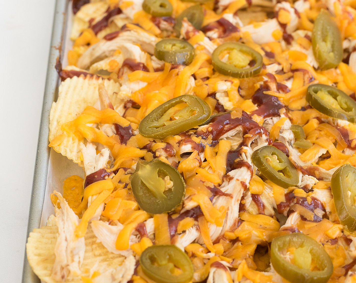 Sheet Pan BBQ Chicken Nachos