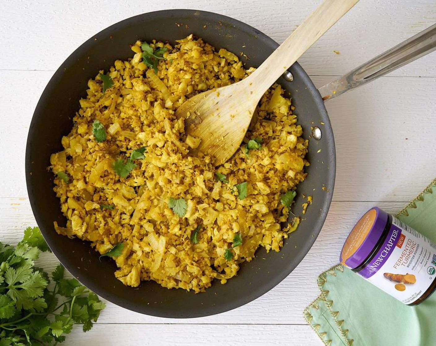 step 3 Add riced cauliflower and cook until tender. Add Sea Salt (to taste) and Ground Black Pepper (to taste). Top with Fresh Parsley (to taste). Enjoy!