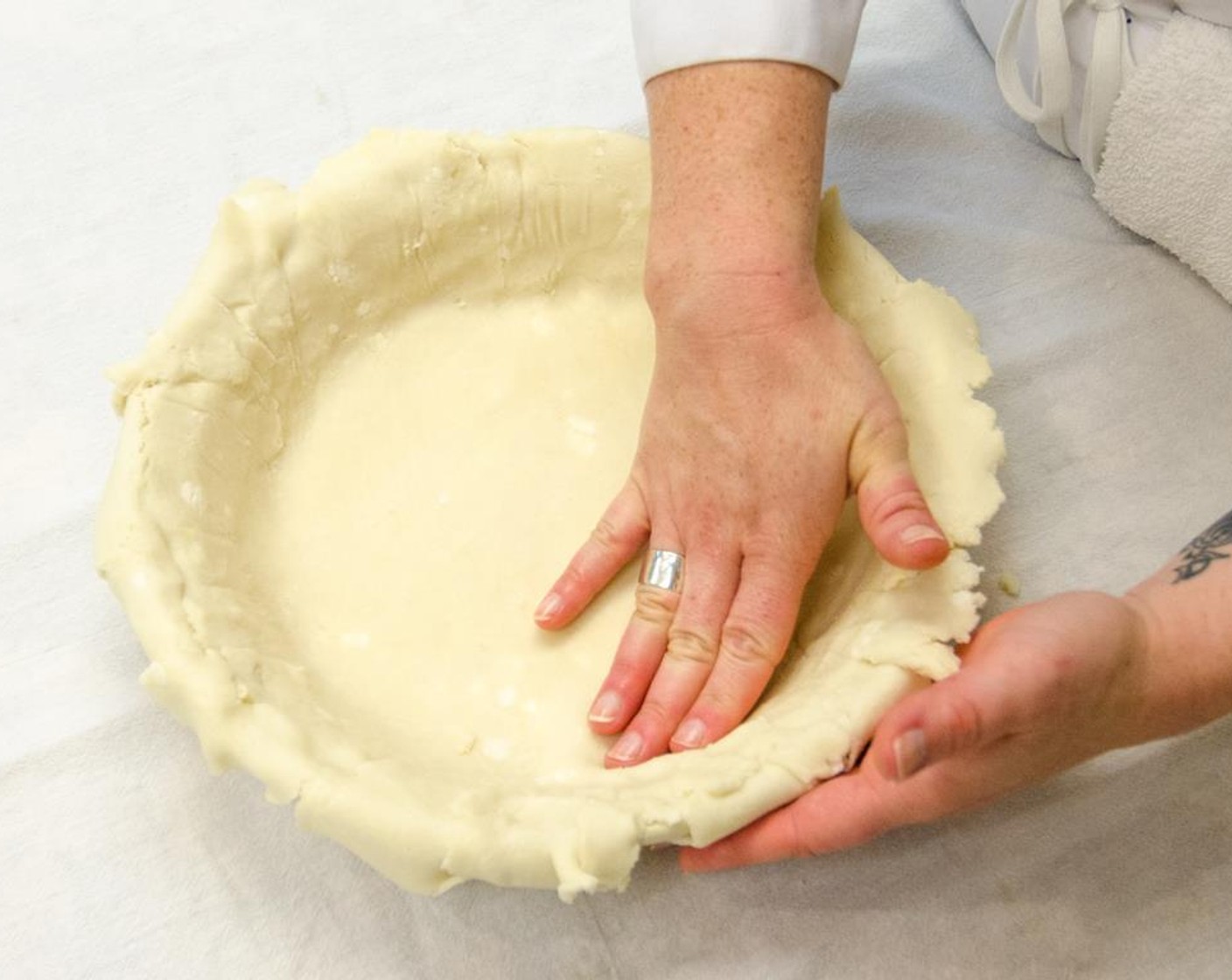 step 18 Press dough into pie pan.