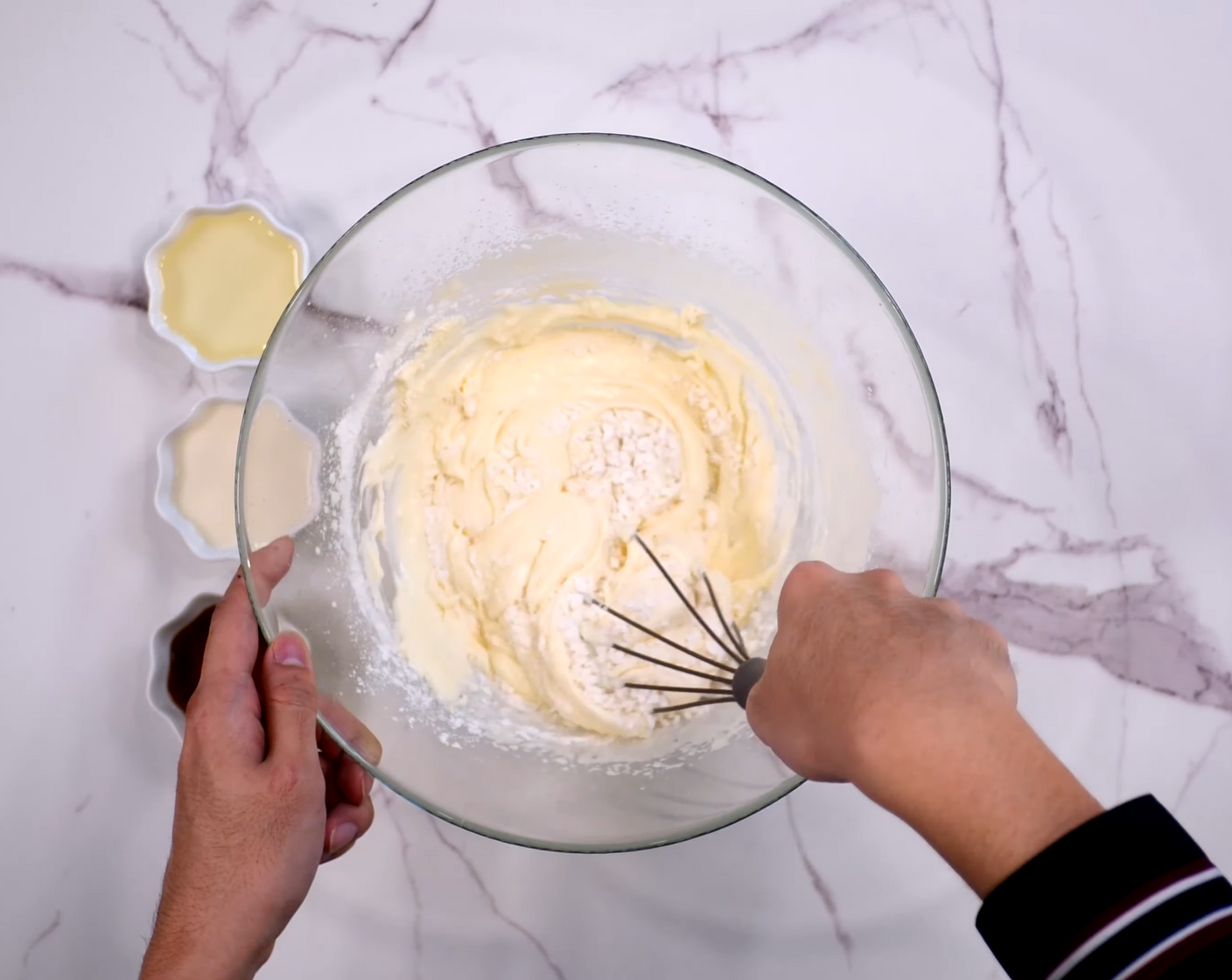 step 3 Quickly sift in Cake Flour (1/3 cup) and fold in with a whisk.