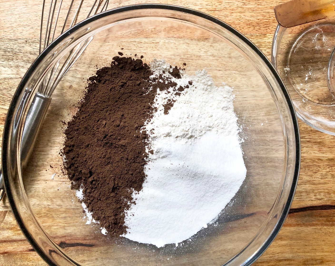 step 3 In a large bowl, whisk together All-Purpose Flour (1 3/4 cups), Unsweetened Cocoa Powder (1 cup) (plus 1 Tbsp), Baking Powder (1/2 Tbsp), Baking Soda (3/4 tsp), Granulated Sugar (1/3 cup) and Kosher Salt (1/2 tsp) until thoroughly combined.