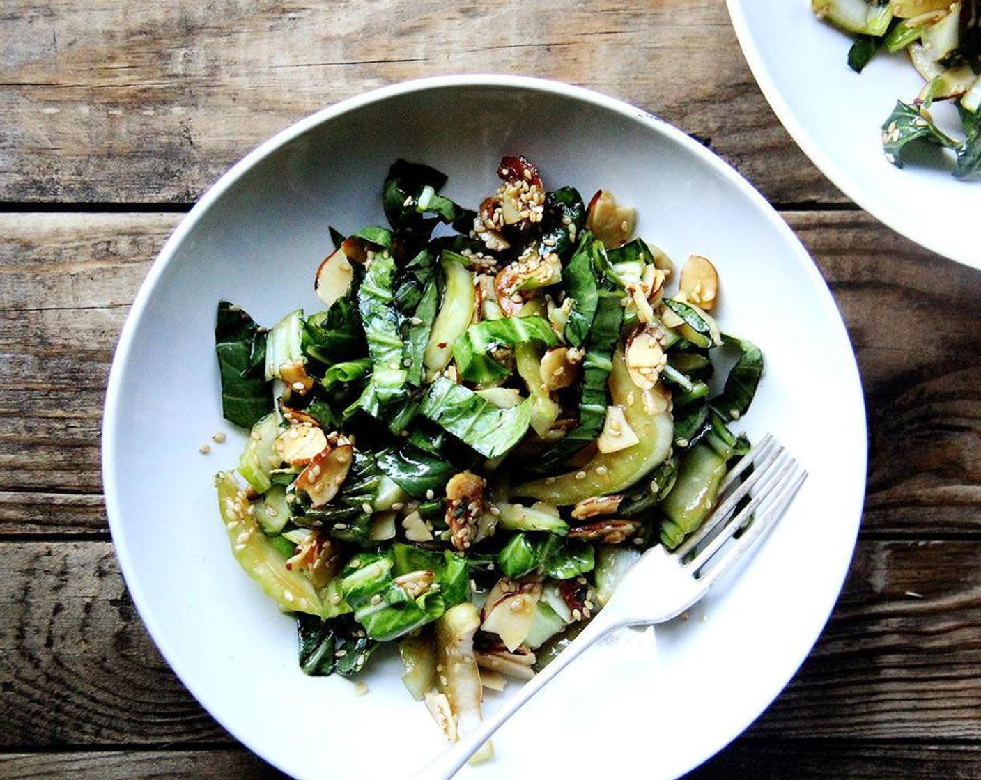 Bok Choy Salad with Sesame Almond Crunch