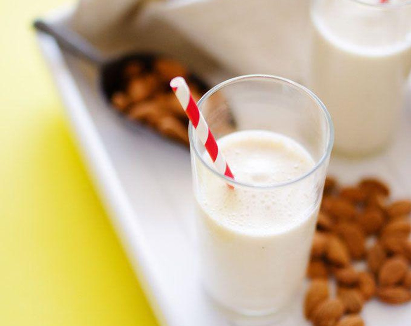 step 1 Blend Almonds (4 Tbsp), Plain Greek Yogurt (4 Tbsp), Frozen Banana (1), Maple Syrup (2 Tbsp), and Simply Organic Cinnamon, Ground (1/4 tsp) until smooth, serve and enjoy!