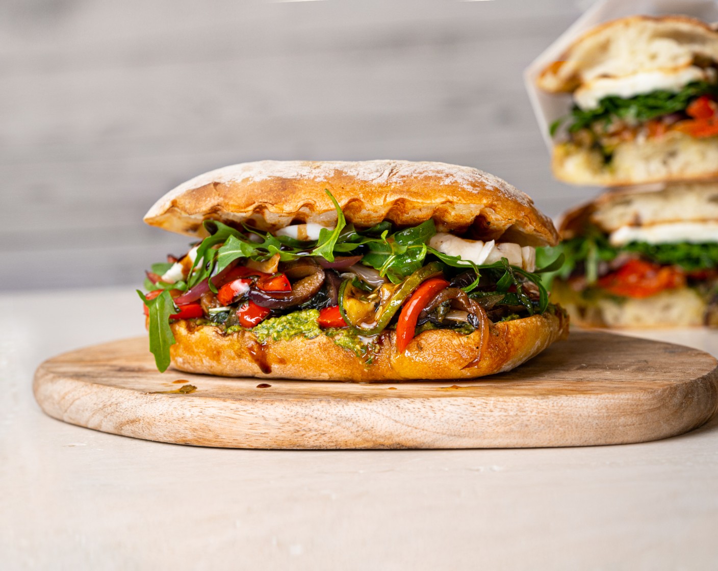 Grilled Vegetables Pesto Sandwich