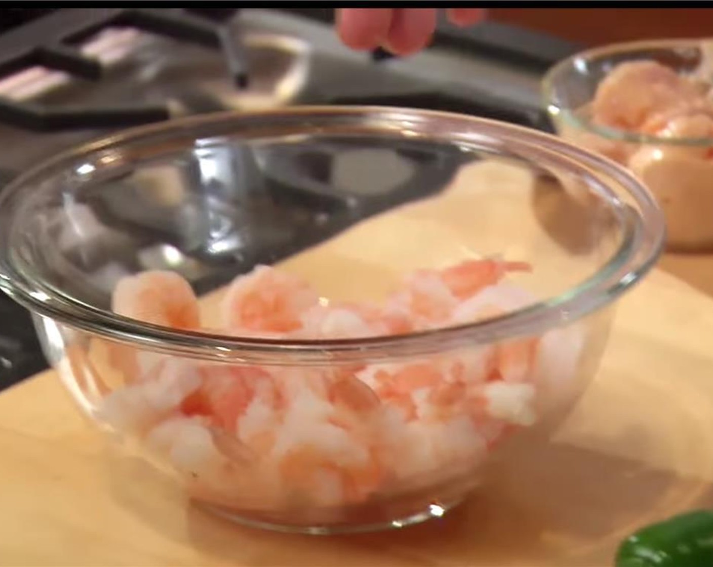 step 3 In a large bowl, stir one cup of the soup mixture with the Cooked Shrimp (1 lb) and Shredded Mexican Cheese Blend (1/2 cup).