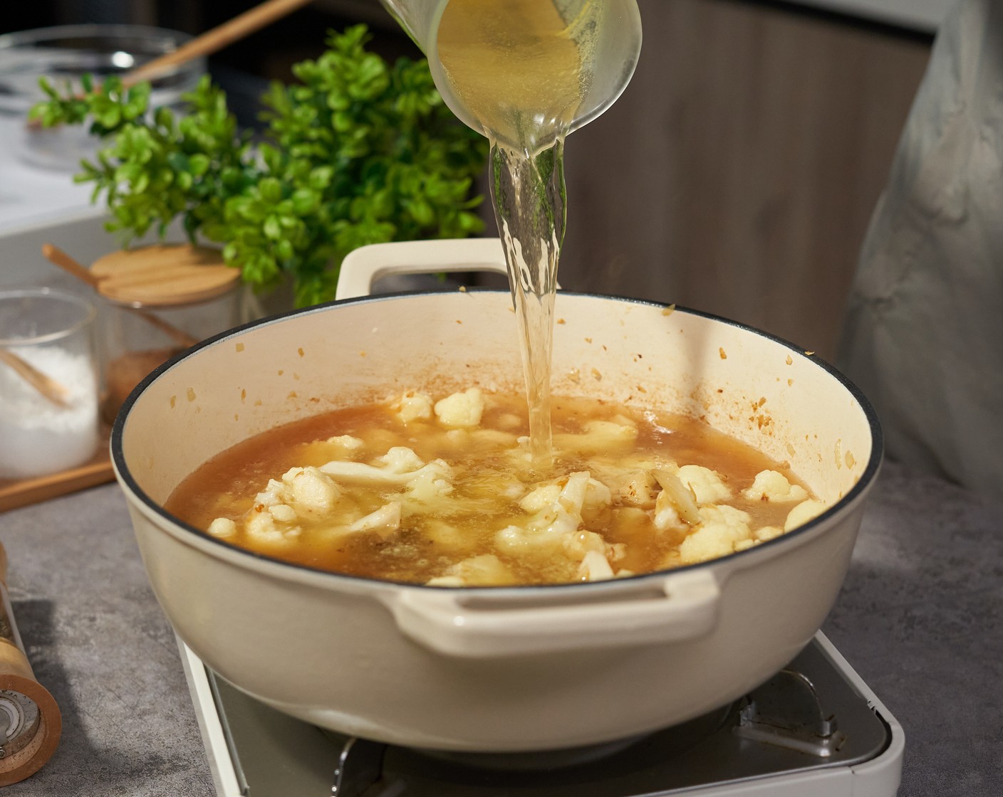 step 4 Add Vegetable Stock (4 cups) and simmer over medium heat for about 15 minutes.