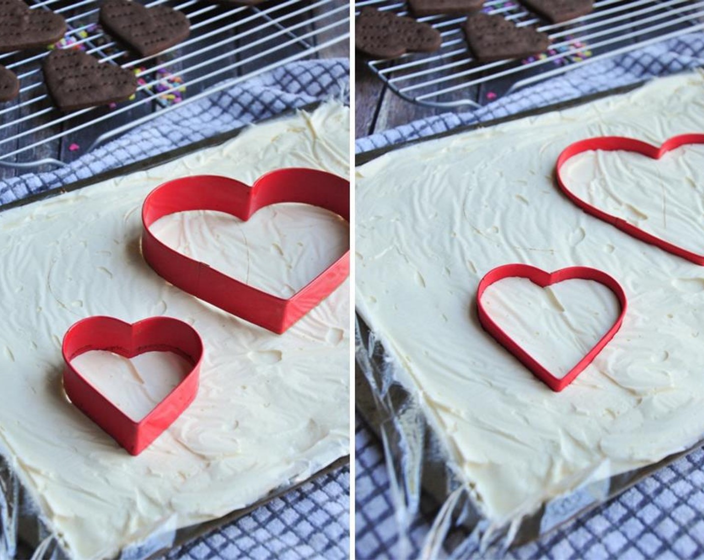 step 10 Once the cookies are completely cool, take out the ice cream from your freezer. Use the same cookie cutter to cut out heart-shaped portions of ice cream.