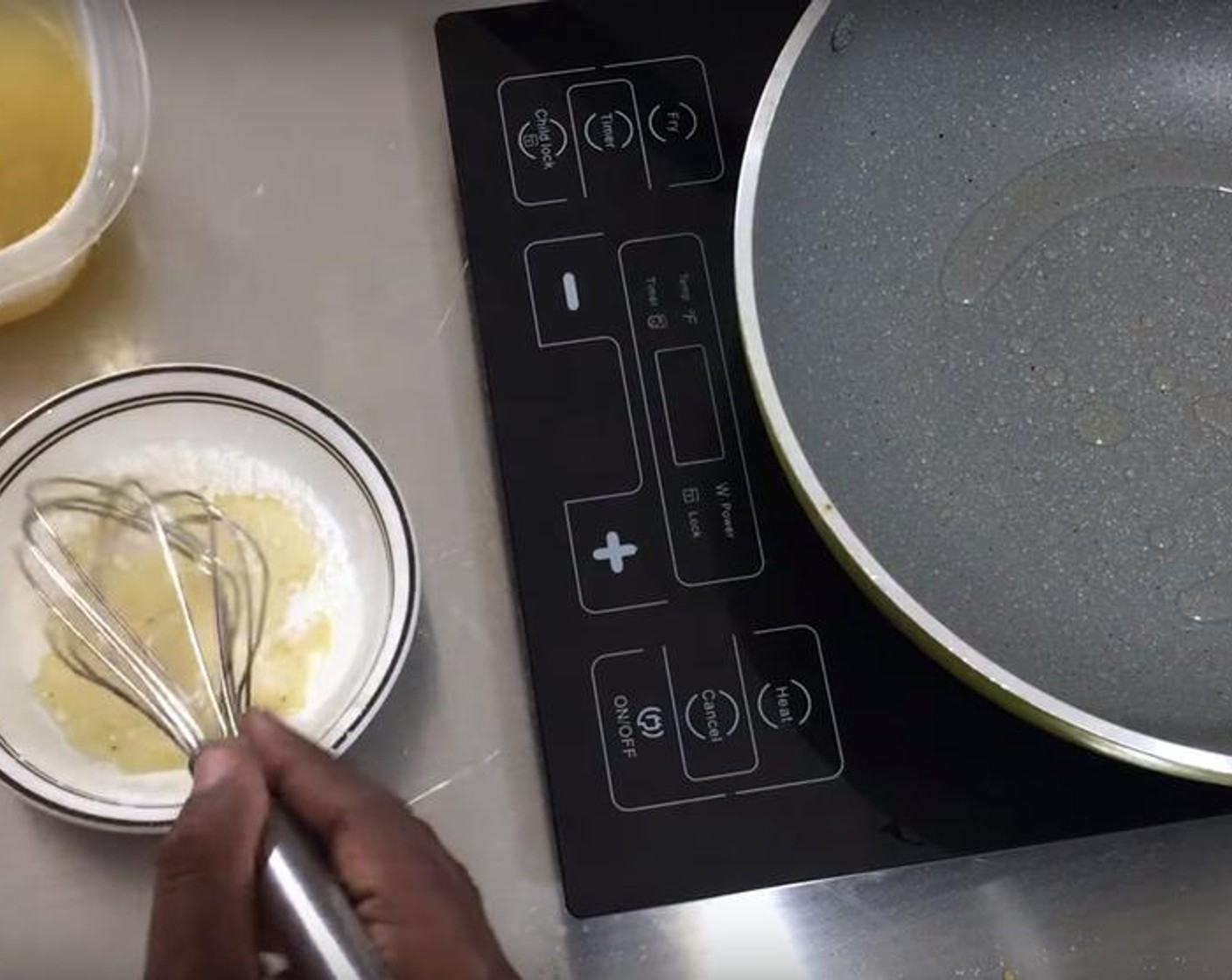 step 3 For the sauce: Into a bowl of Corn Starch (1/3 cup), put some of the Low-Sodium Chicken Broth (1 3/4 cups) mixed with Water (1/2 cup). Mixed them together and put them aside.