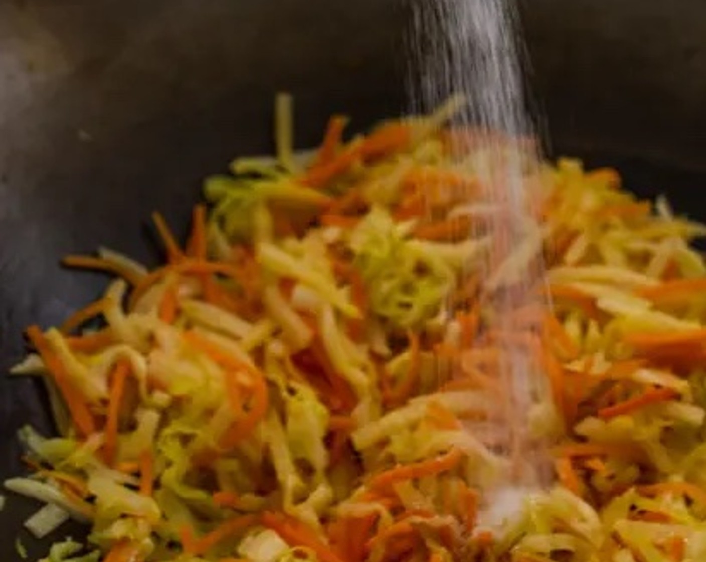 step 2 Add Granulated Sugar (1 Tbsp), Salt (1 tsp), and Ground White Pepper (1 dash) to the vegetables. Stir well to combine. Then remove the vegetables from the wok, and allow them to cool.