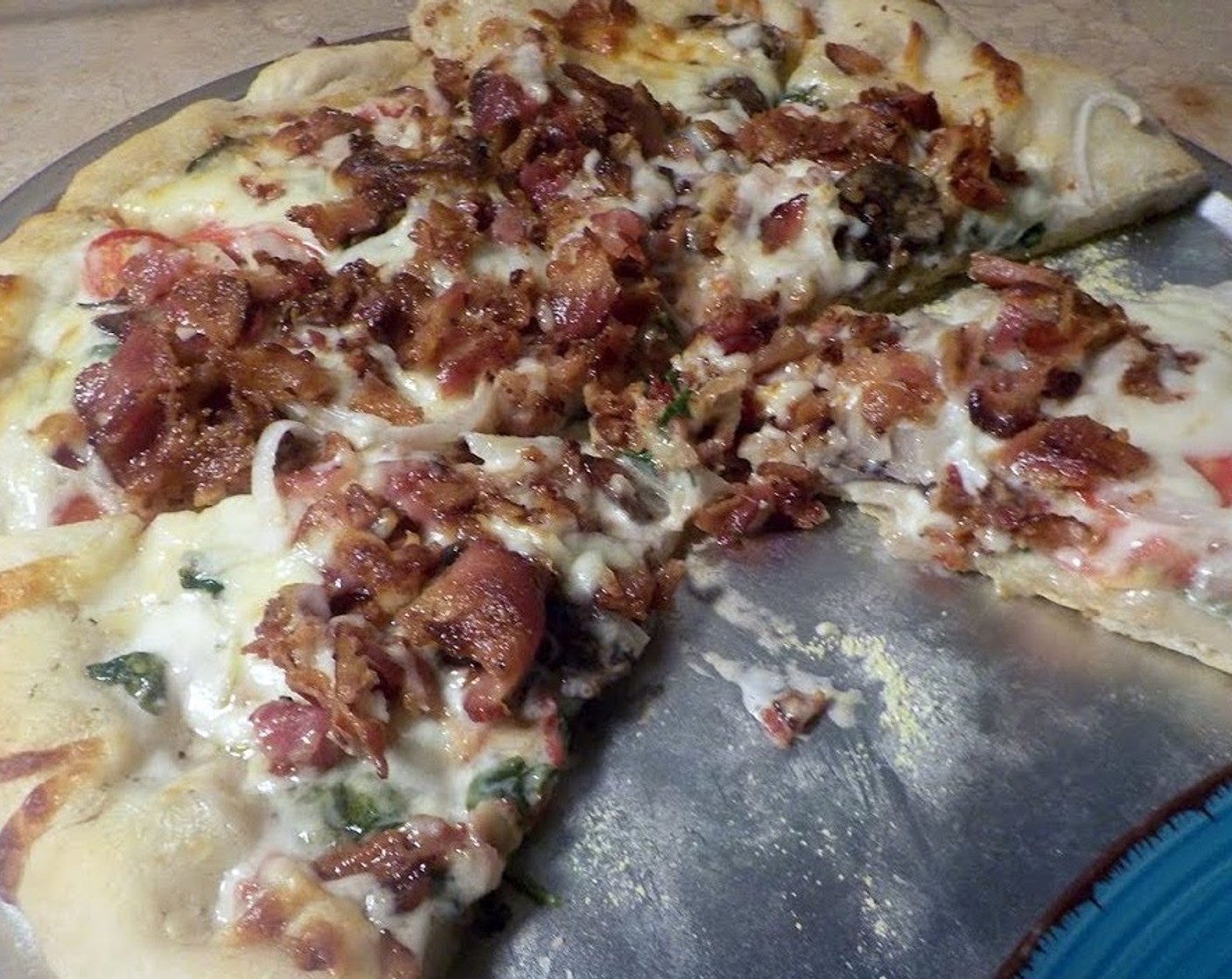 Bacon and Spinach Pizza