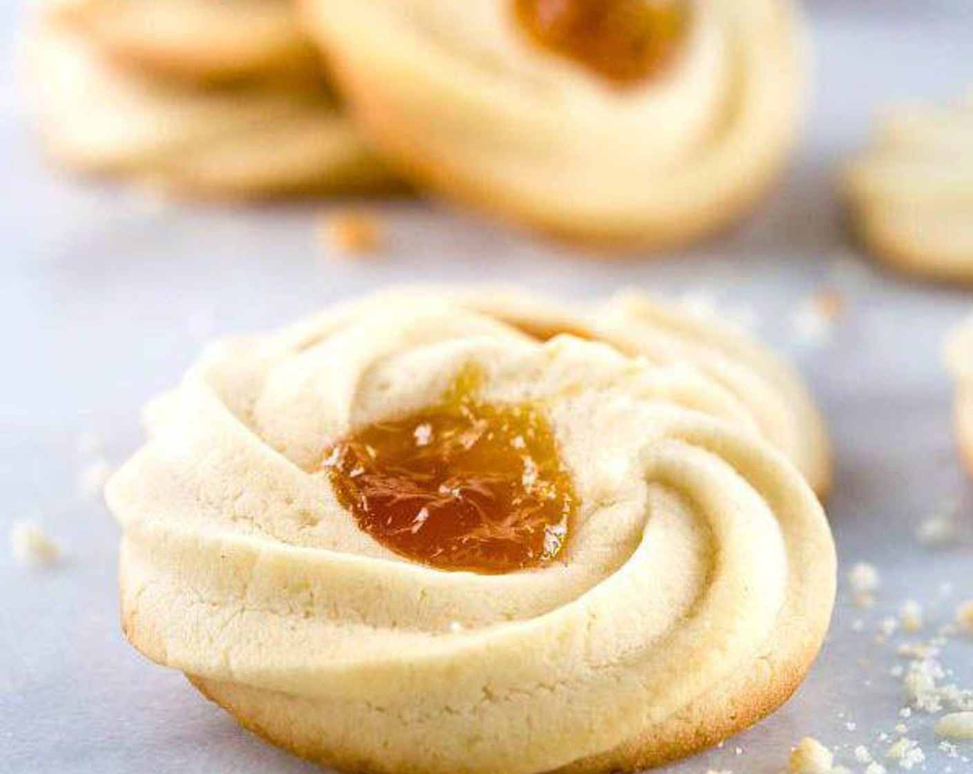 Spritz Cookies with Apricot Jam