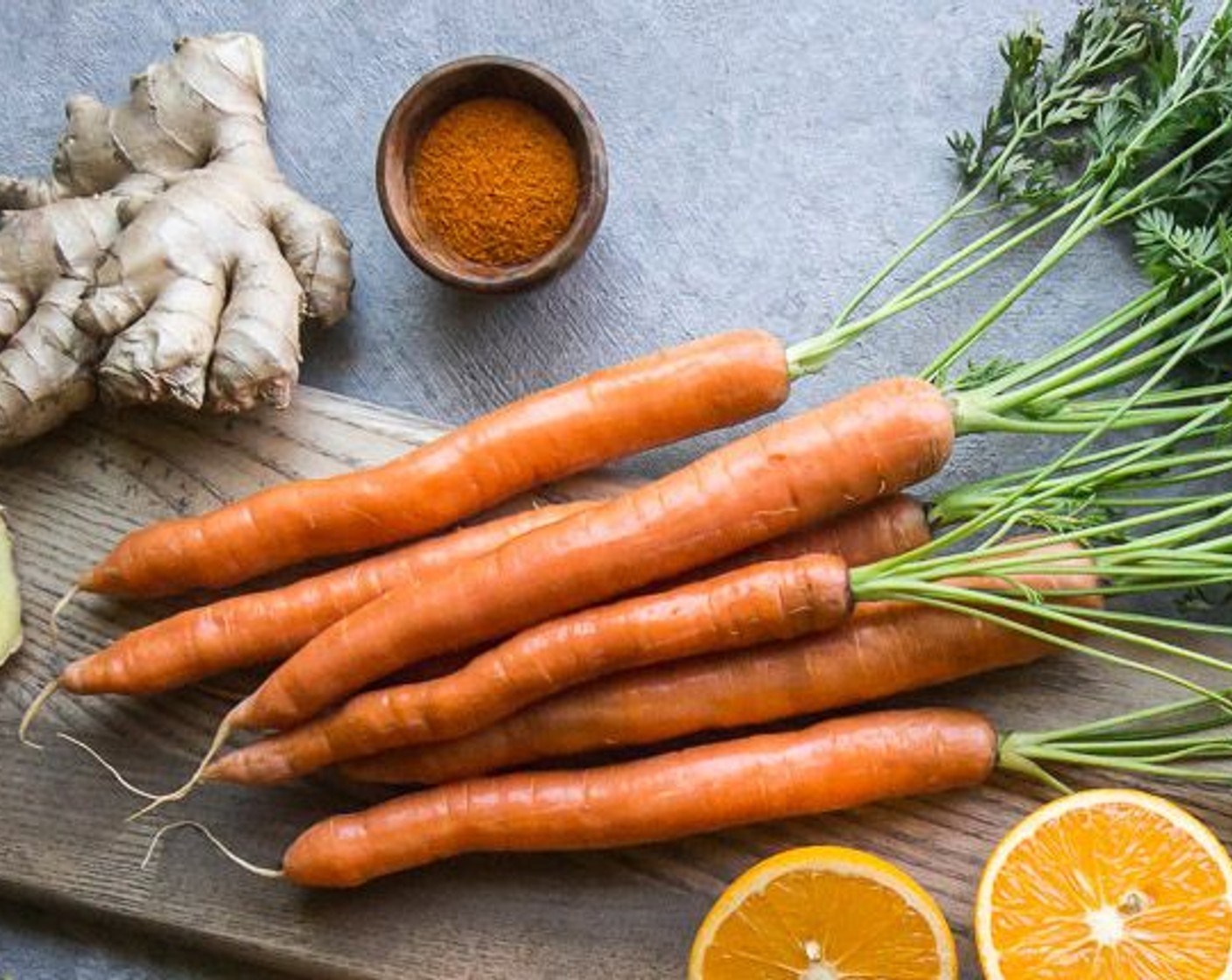 step 2 Next juice the Carrots (3 cups) and Fresh Ginger (1 in) together. Stir in the Cayenne Pepper (1/8 tsp) when you are done, if using.