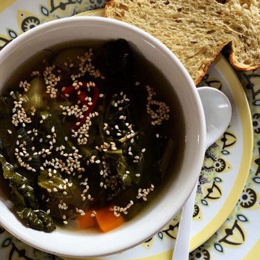 Miso Soup with Kale and Black Garlic Recipe | SideChef