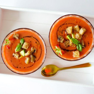 Roasted Red Pepper and Strawberry Gazpacho Recipe | SideChef