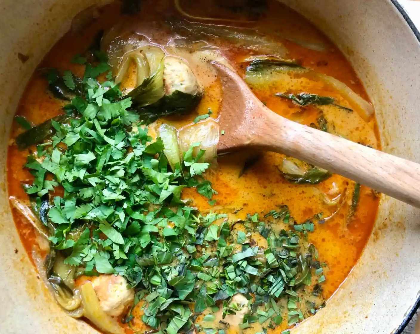 step 7 Remove from the heat and stir in the Fresh Cilantro (4 Tbsp).