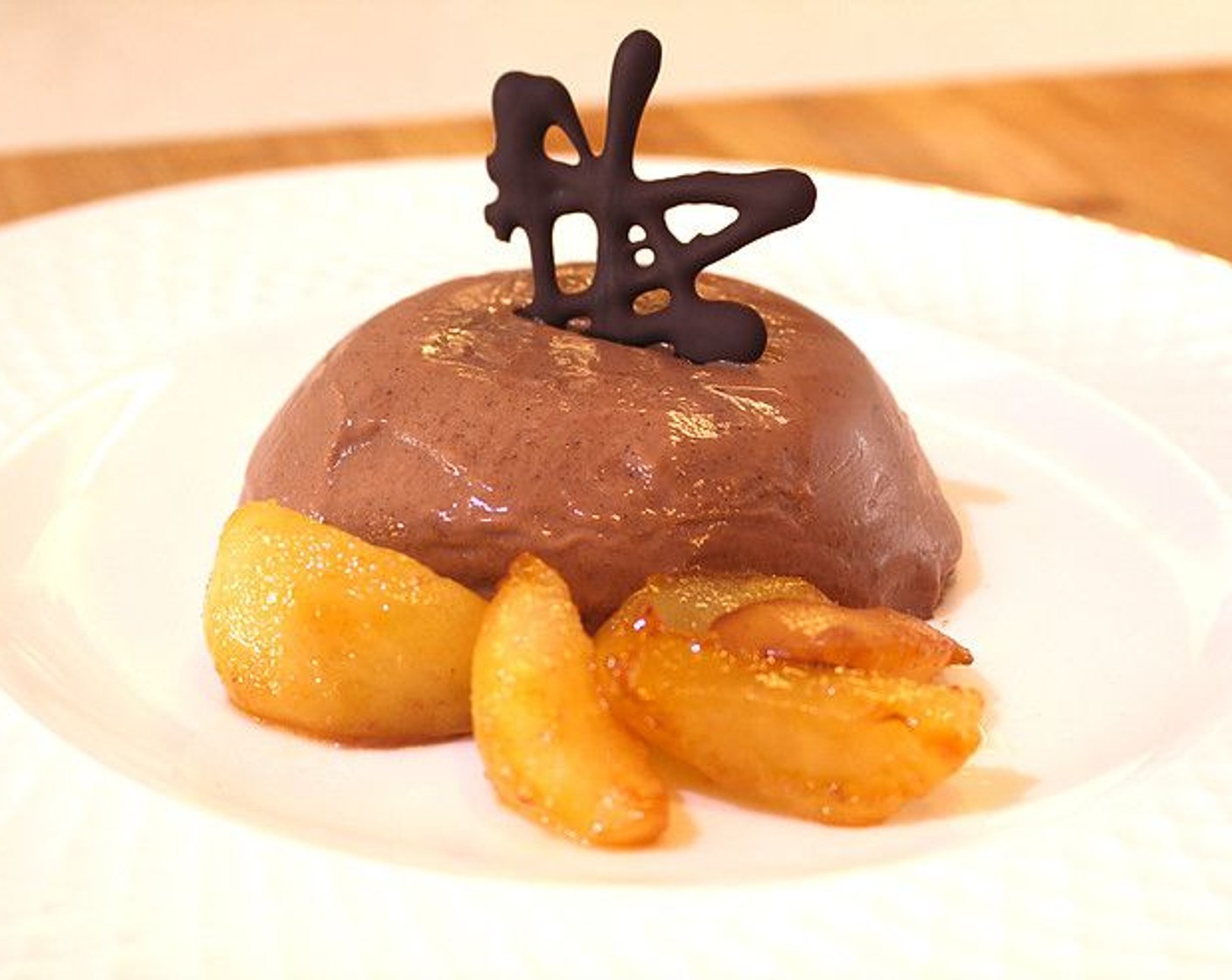 Chocolate Panna Cotta with Caramelized Pears & Hazelnut Cookies