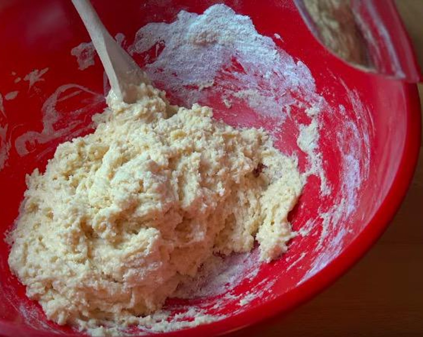 step 4 In a large mixing bowl, stir together Self-Rising Flour (1 1/2 cups), Bread Flour (1/2 cup) and Caster Sugar (1/2 cup). Stir in the egg mixture.