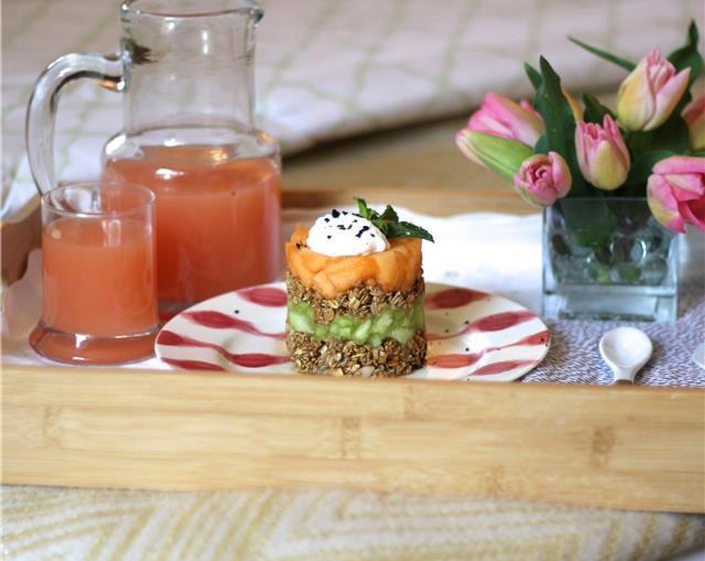 Stacked Granola and Melon