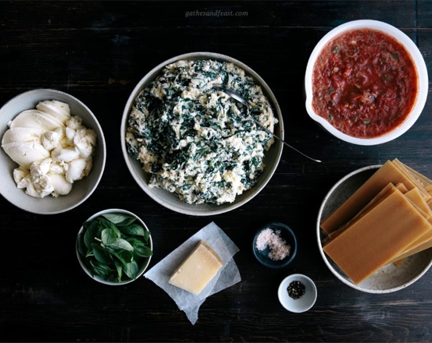 step 6 Add the wilted spinach, rocket and kale to the ricotta mixture and stir to combine.