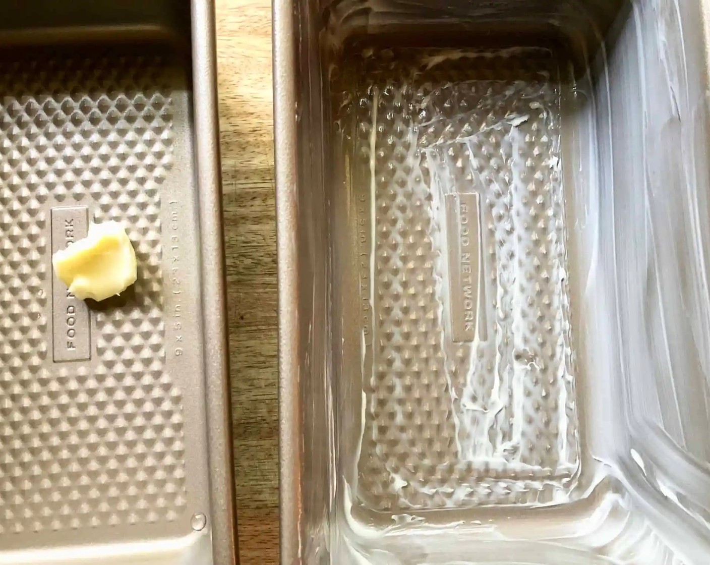 step 3 Set a rack in the middle of the oven and preheat it to 375 degrees F (190 degrees C). Grease two 8.5x4.5-inch loaf pans generously with the Unsalted Butter (as needed).