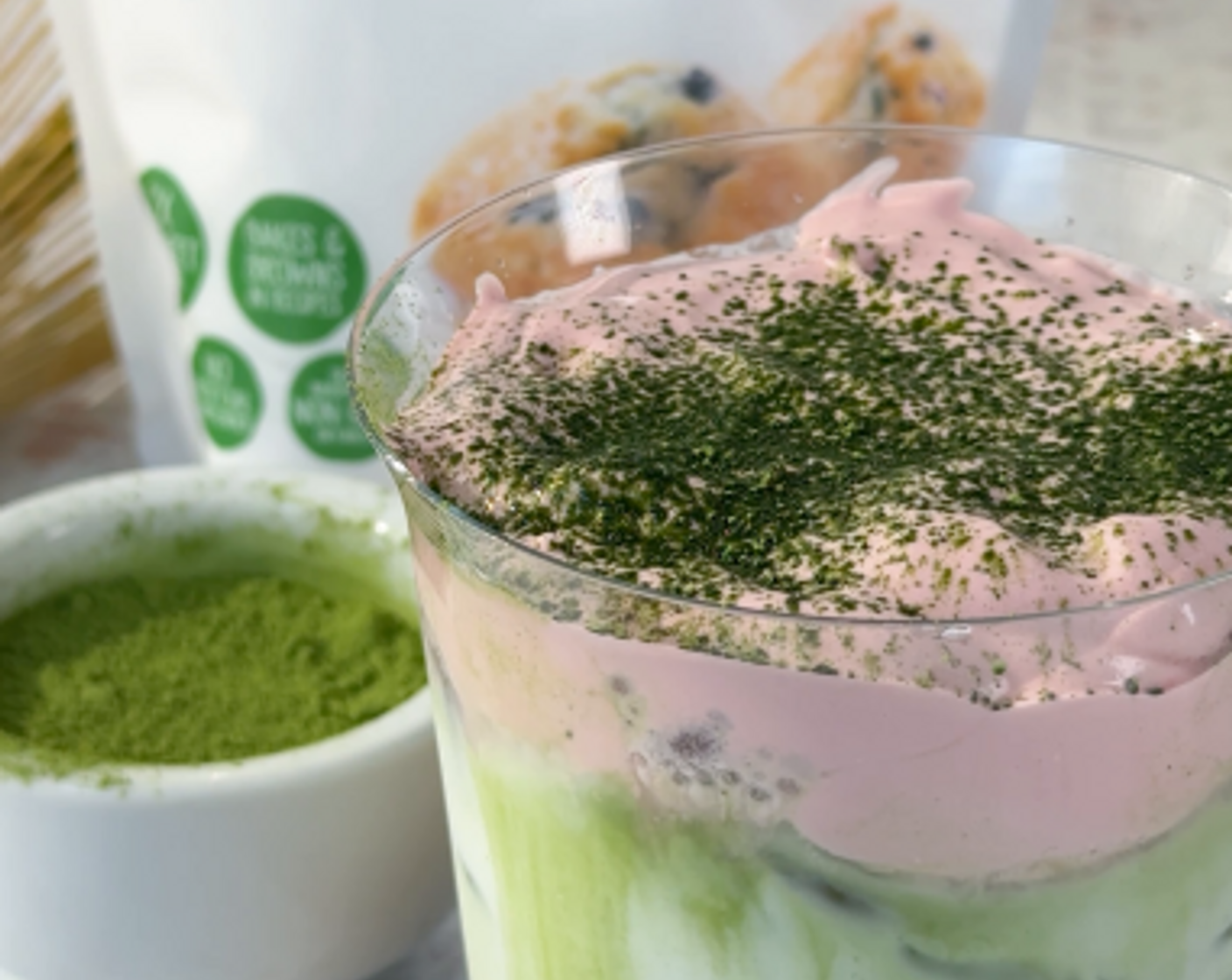 Iced Matcha Latte with Cranberry Cold Foam