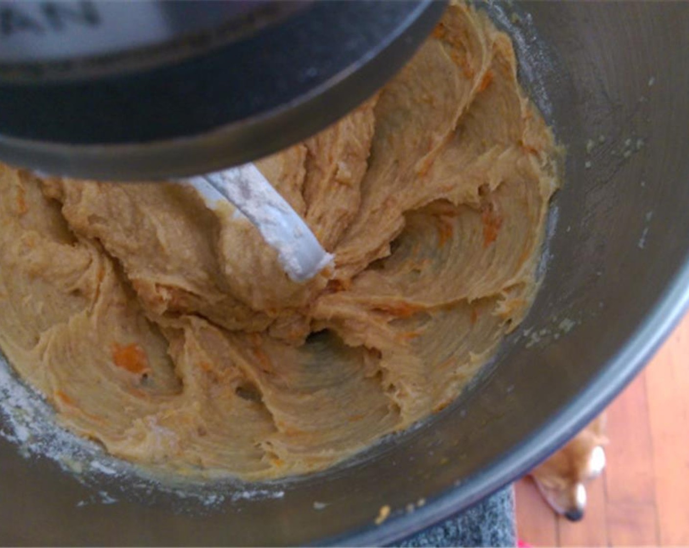 step 5 Alternately add the flour mixture and the Sweet Potato Purée (3/4 cup) into the creamed mixture until a stiff batter is formed.