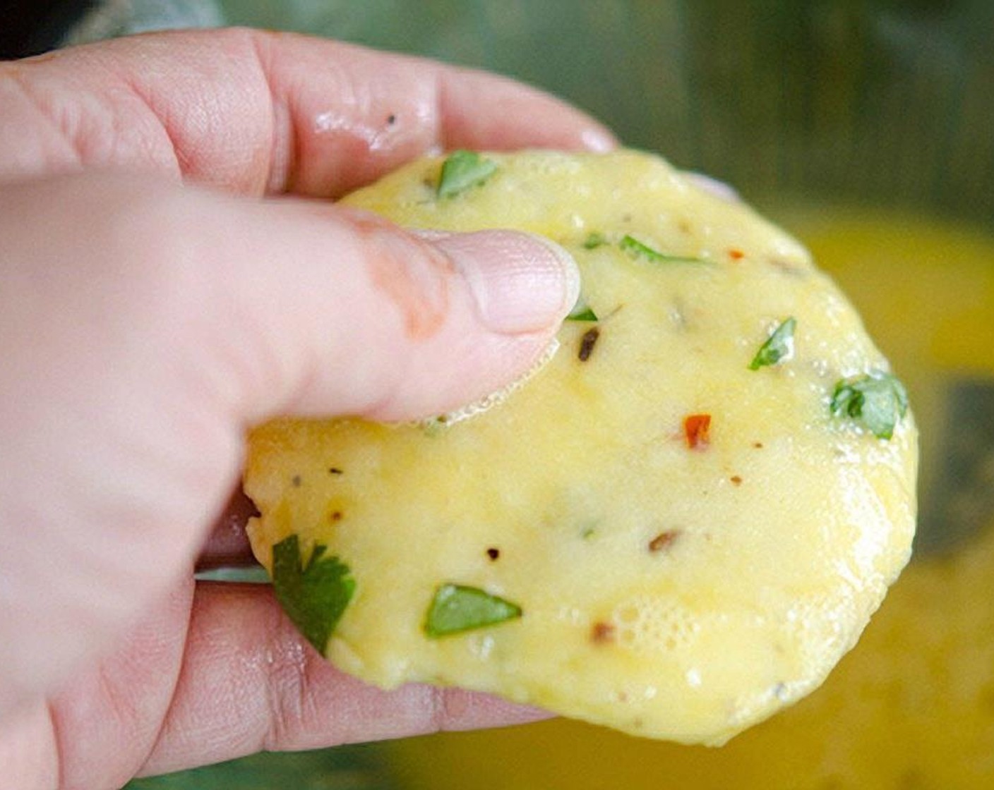 step 8 Coat the potato cakes with Eggs (3) and place on a heated skillet pressing down gently.