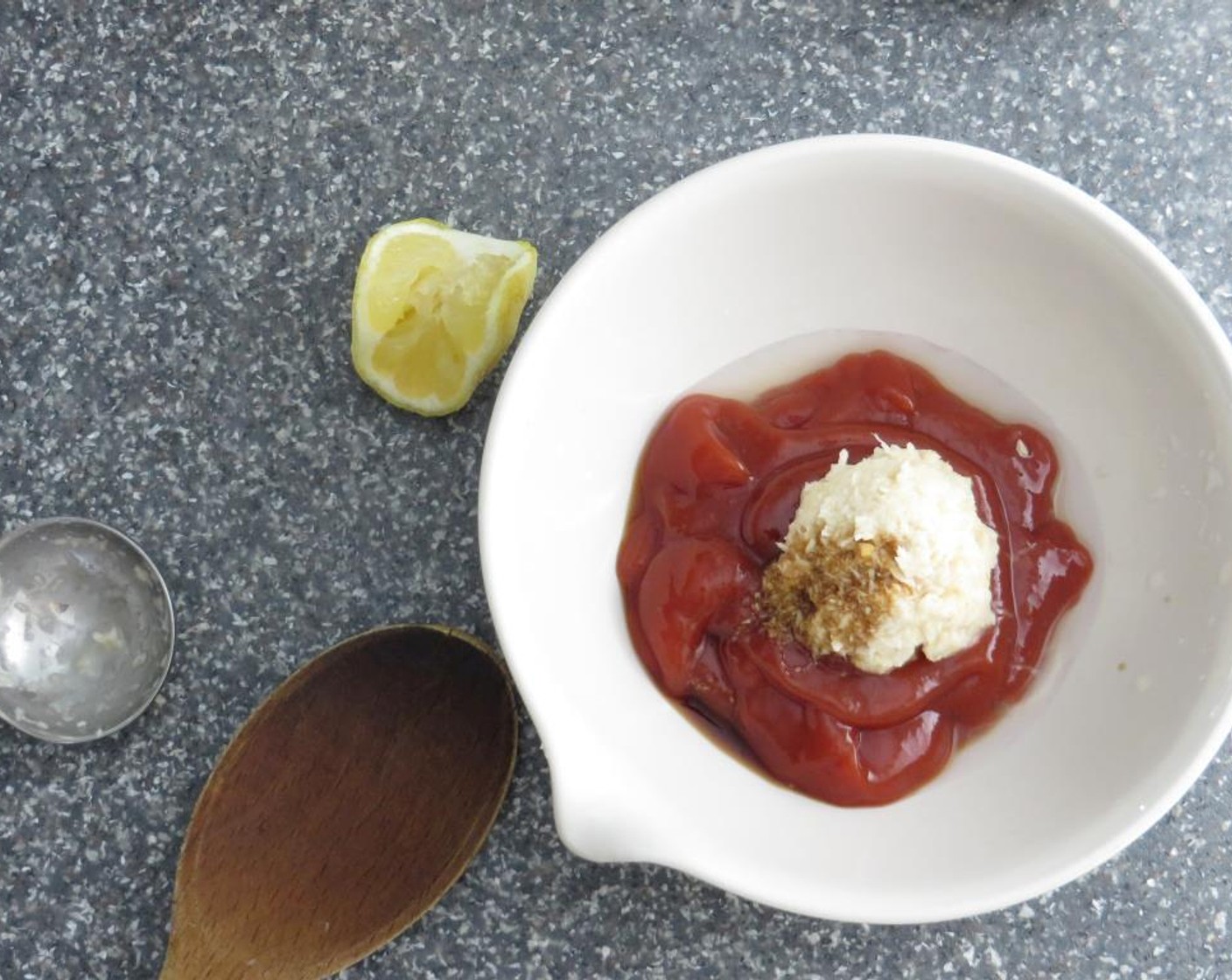 step 3 Meanwhile prepare cocktail sauce. In a small bowl combine Ketchup (2/3 cup), Horseradish (2 Tbsp), juice of the Lemon (1), Worcestershire Sauce (1/2 Tbsp) and Hot Sauce (to taste) (if desired).