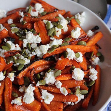 Hot Honey Roasted Carrots with Goat Cheese Recipe | SideChef