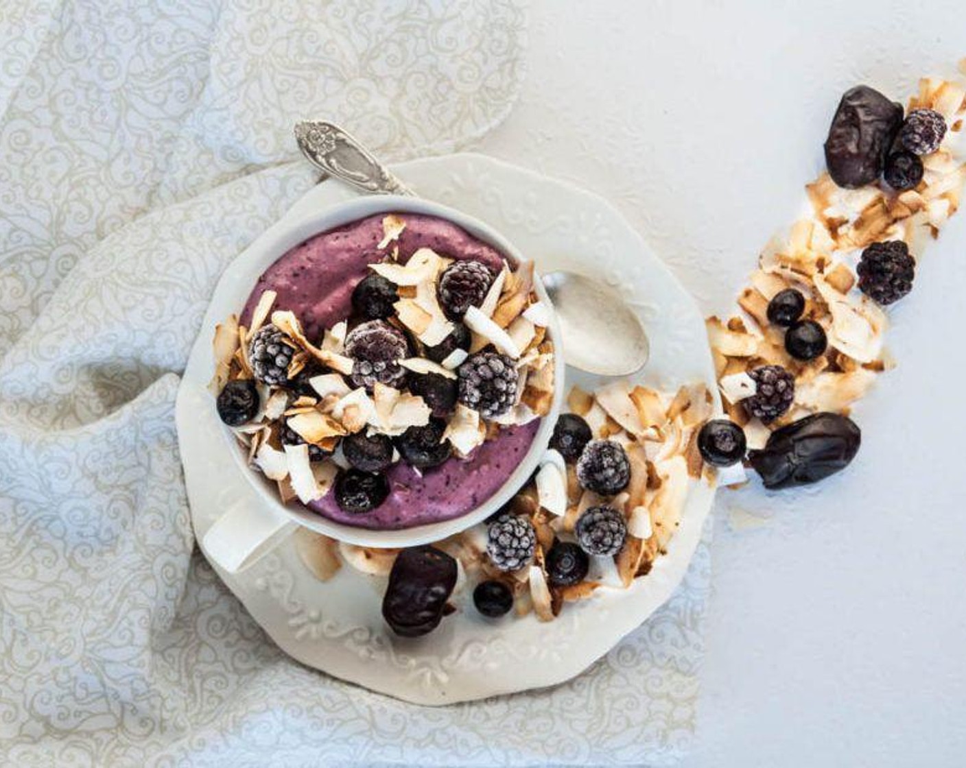 step 2 Top with Toasted Coconut Flakes (3 Tbsp), Fresh Blackberries (to taste), Fresh Blueberries (to taste), and Honey (to taste). Serve and enjoy!