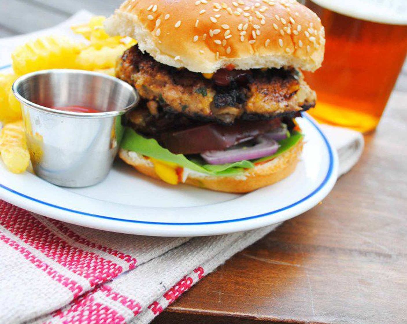 step 6 Pull off the heat and serve on buns with Red Onions (to taste), Dill Pickles (to taste), Ketchup (to taste), Mayonnaise (to taste), Yellow Mustard (to taste), Lettuce (to taste), Heirloom Tomatoes (to taste), and Avocados (to taste).