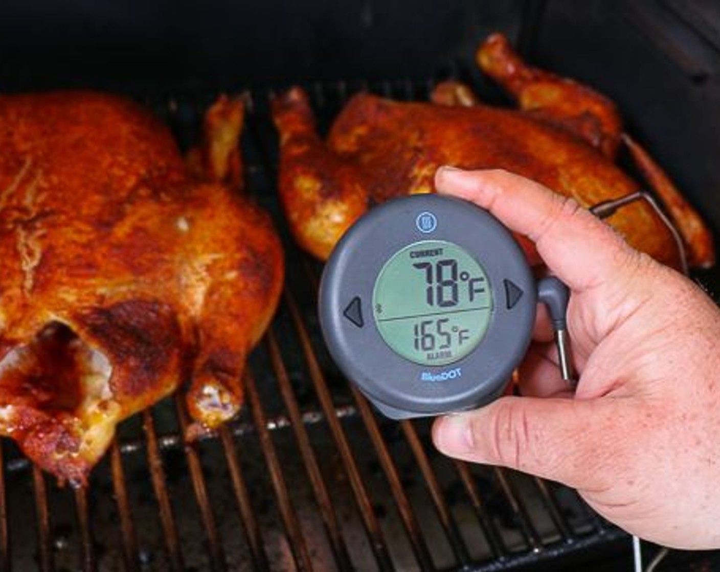 step 6 Place chicken on cooking rack and cook until internal temperature reaches 165 degrees F (73 degrees C) in the breast.