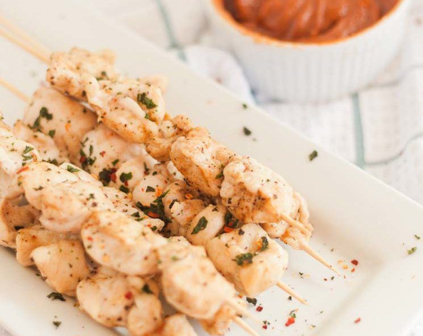 Microwave Chicken Skewers with Peanut Sauce