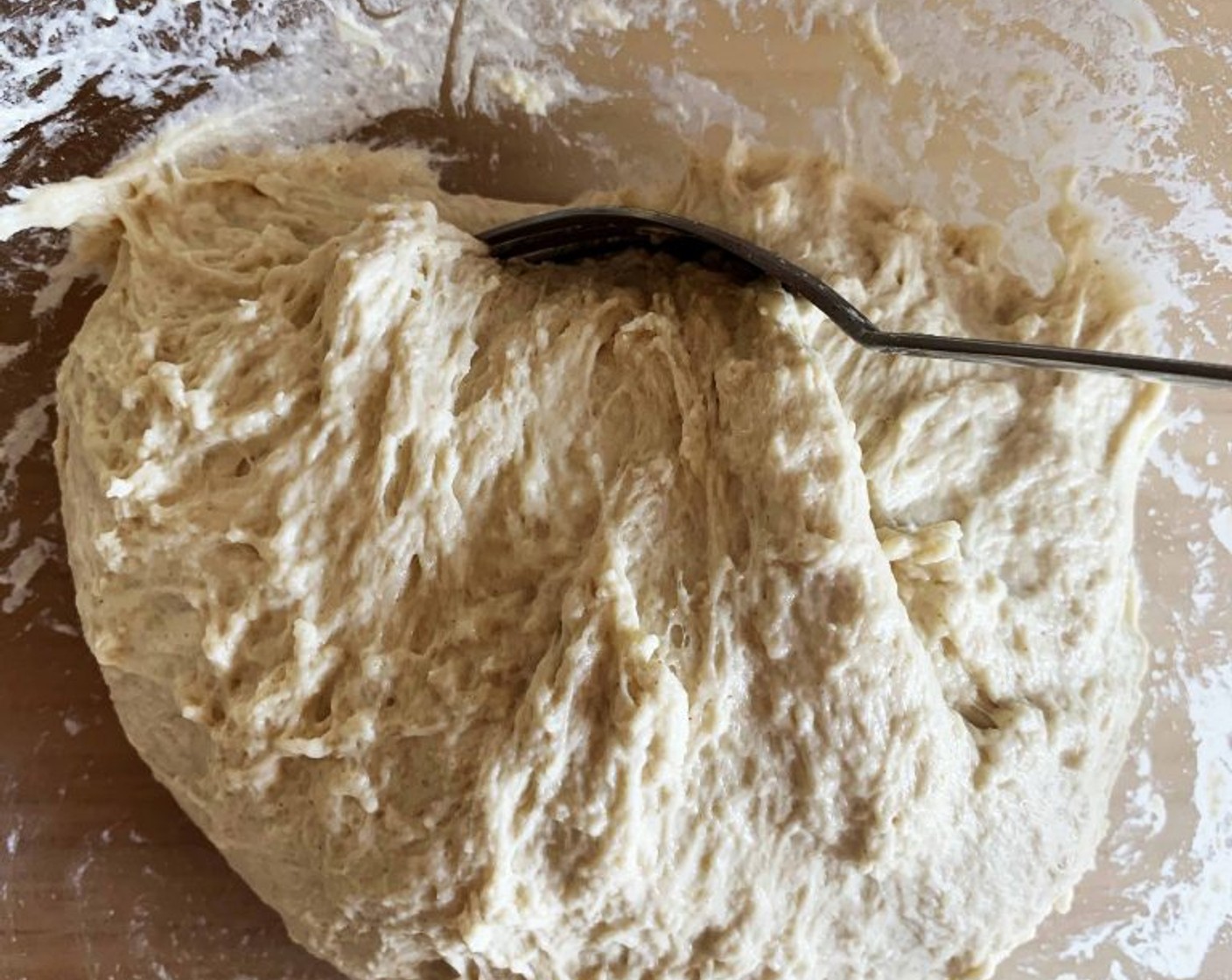 step 5 The dough will be sticky at this stage, and not at all smooth. Don’t worry, that’s exactly how it should look.