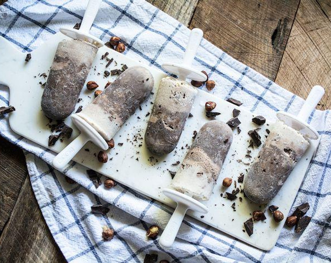 ProYo Dark Chocolate and Vanilla Bean Fudge Pops with Chocolate Hazelnut Butter