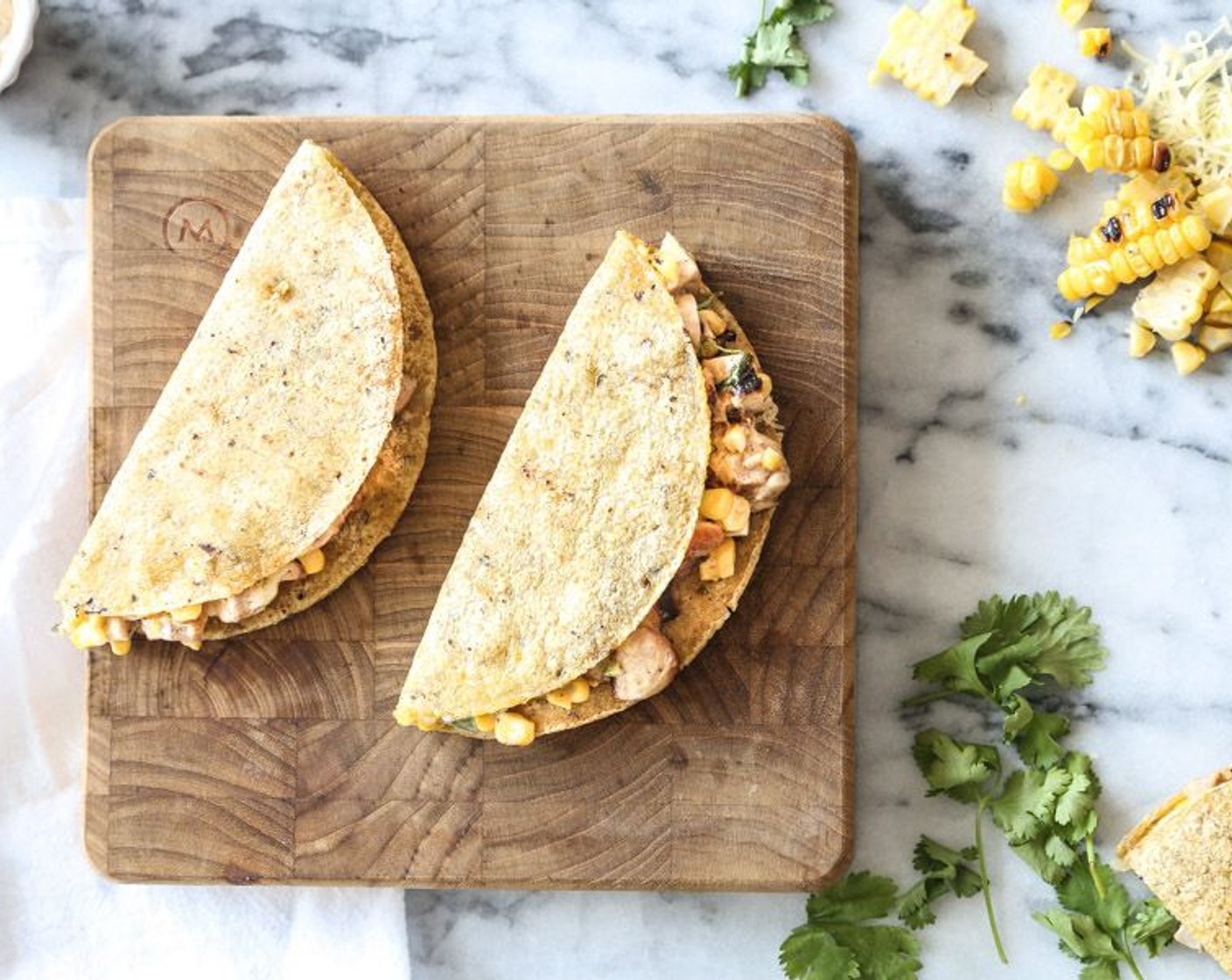 Elote Corn and Chicken Quesadillas