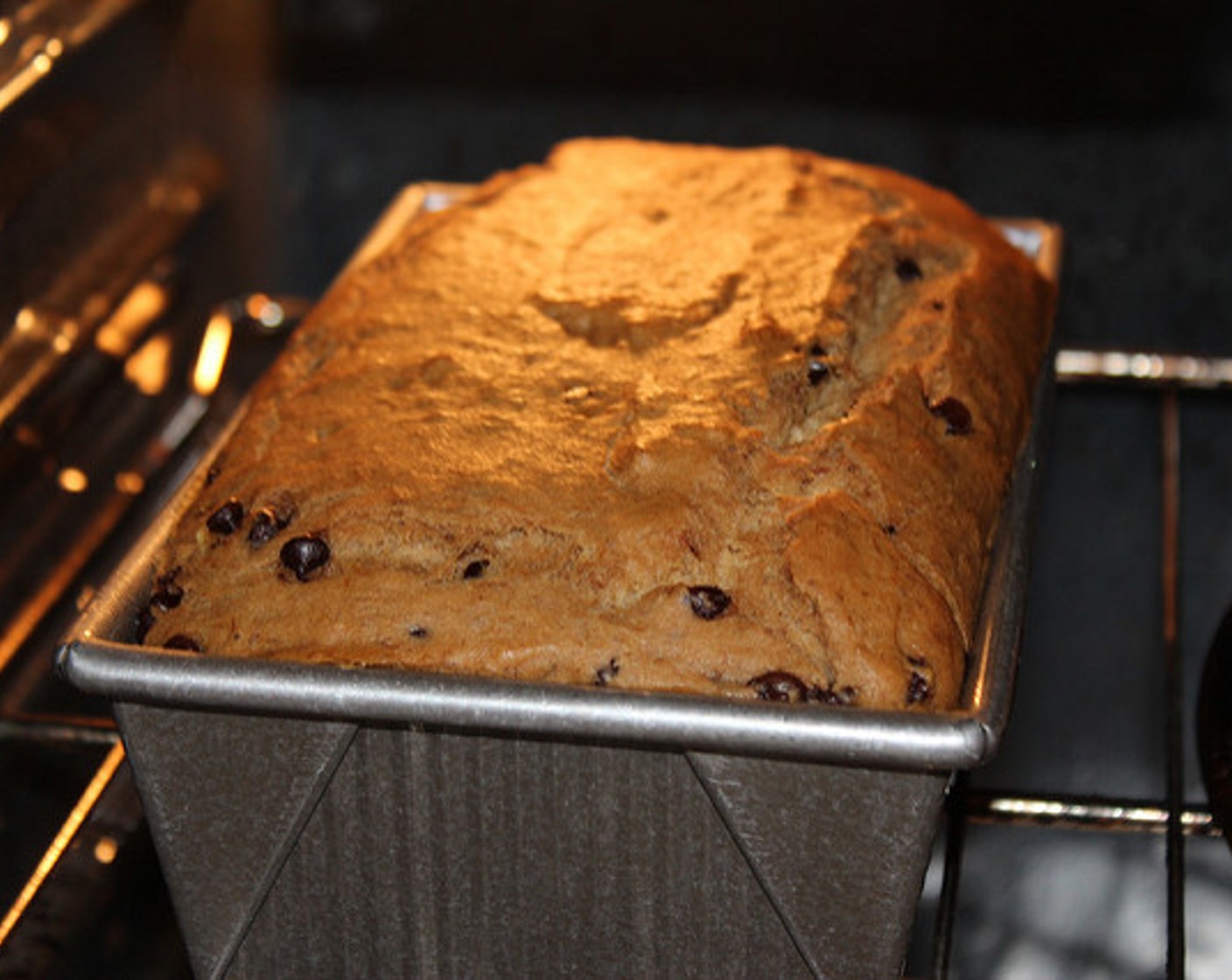 step 7 Place in your preheated oven and bake for 45 – 60 minutes – or until the tester comes out mostly clean - banana bread is always slightly moist. Tent the top of the loaf with aluminum foil if it is browning too quickly.