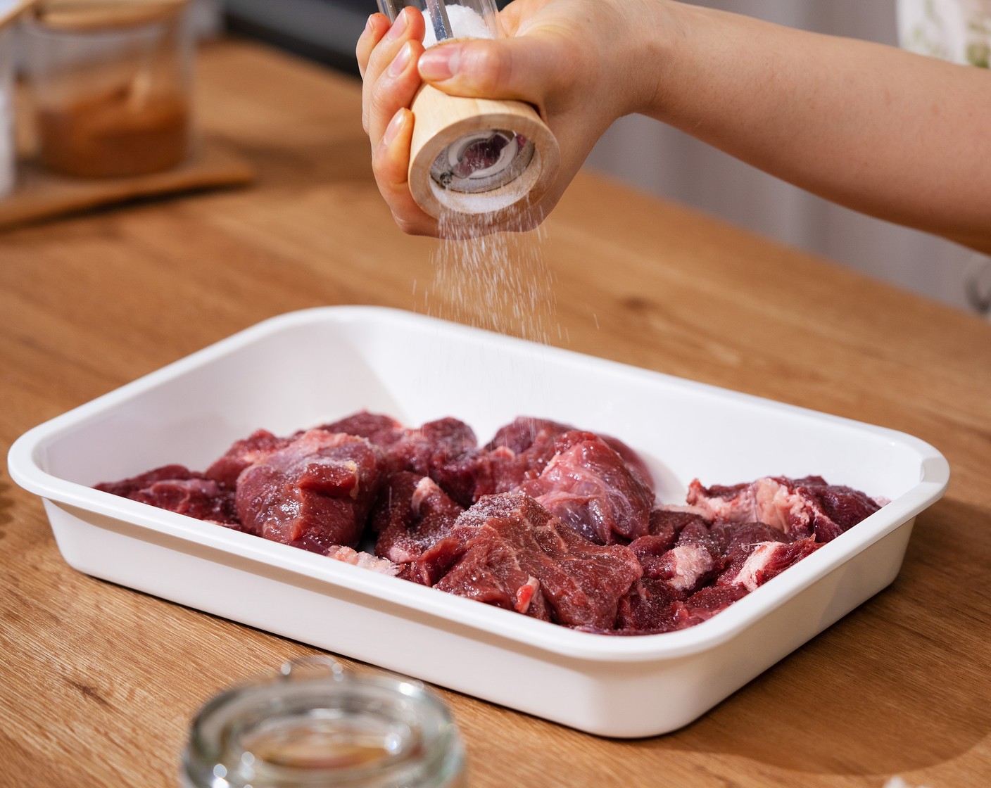 step 4 Season the Beef Shank (2 lb) all over with half of the Salt (1/2 Tbsp).