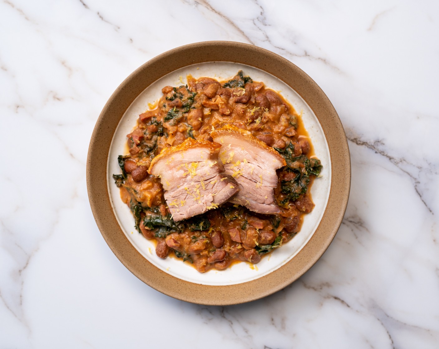 Steam Roasted Pork Belly with Smoky Beans