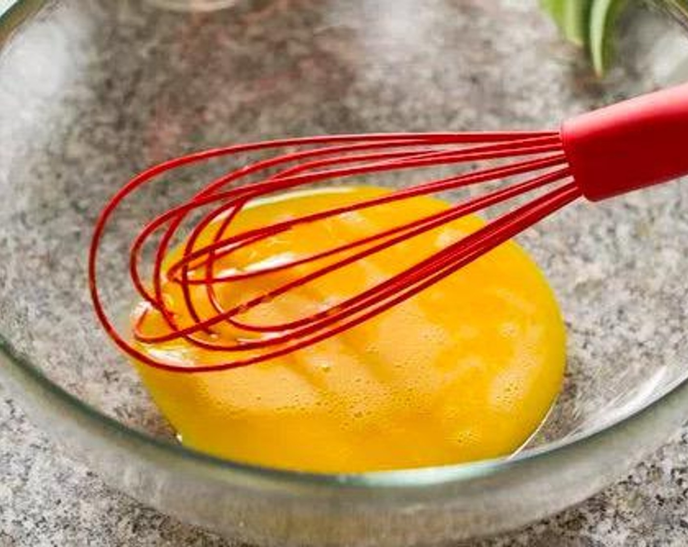step 1 Whisk the Eggs (4) in a medium stainless steel or ovenproof glass bowl.