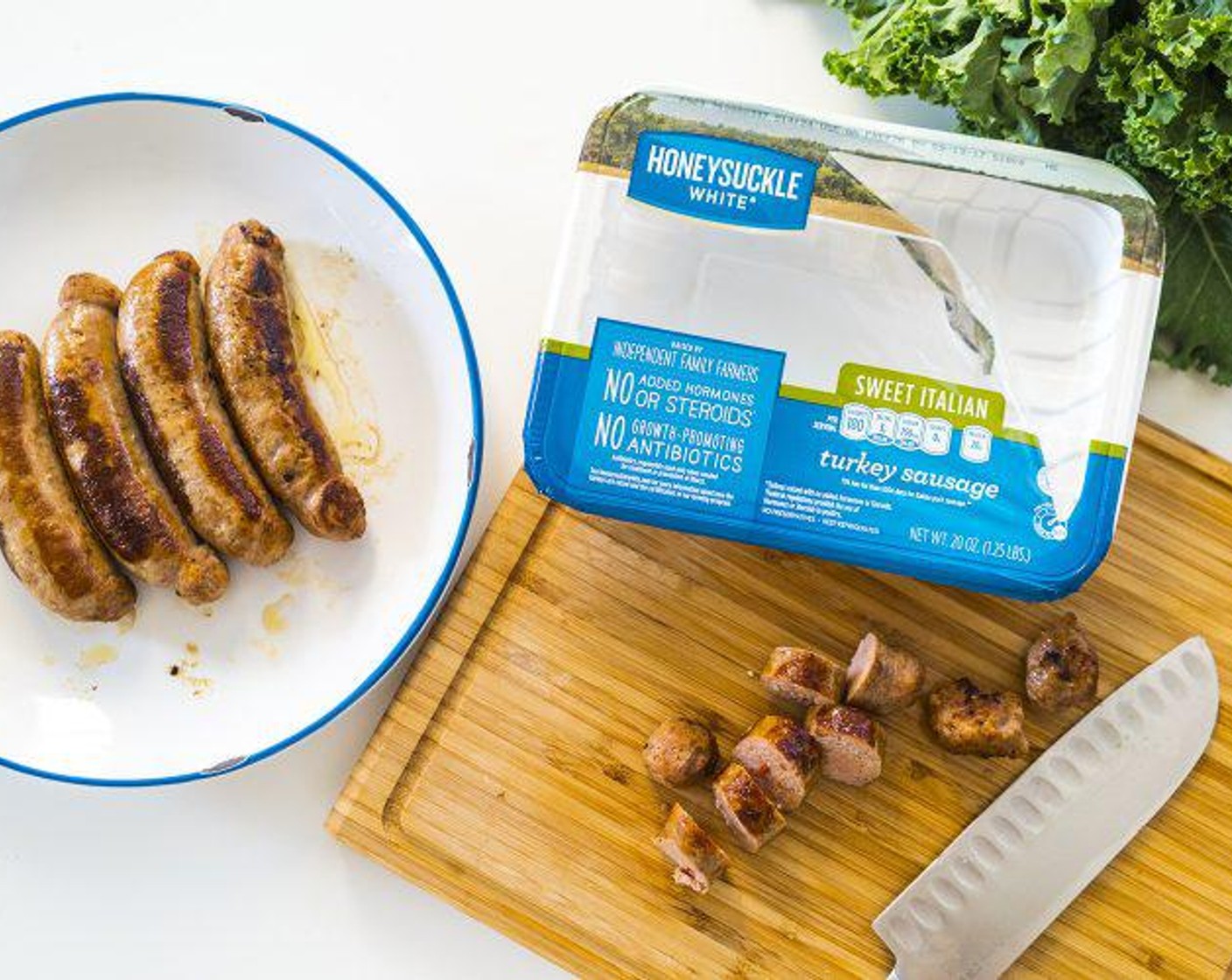 step 2 Slice sausages into 1-inch pieces.