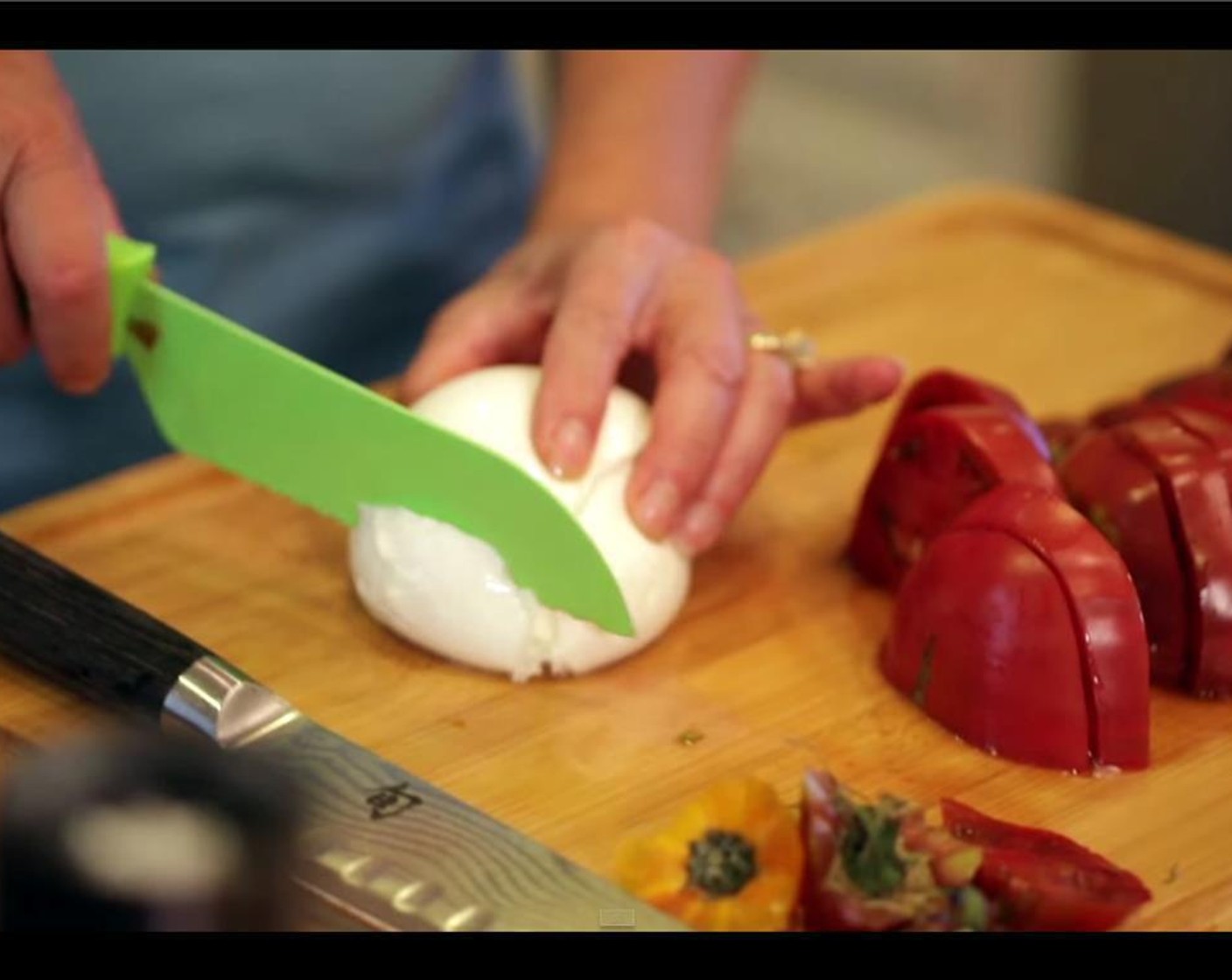 step 5 Cut Heirloom Tomatoes (4) and Buffalo Mozzarella Ball (1 pckg) into thick slices.