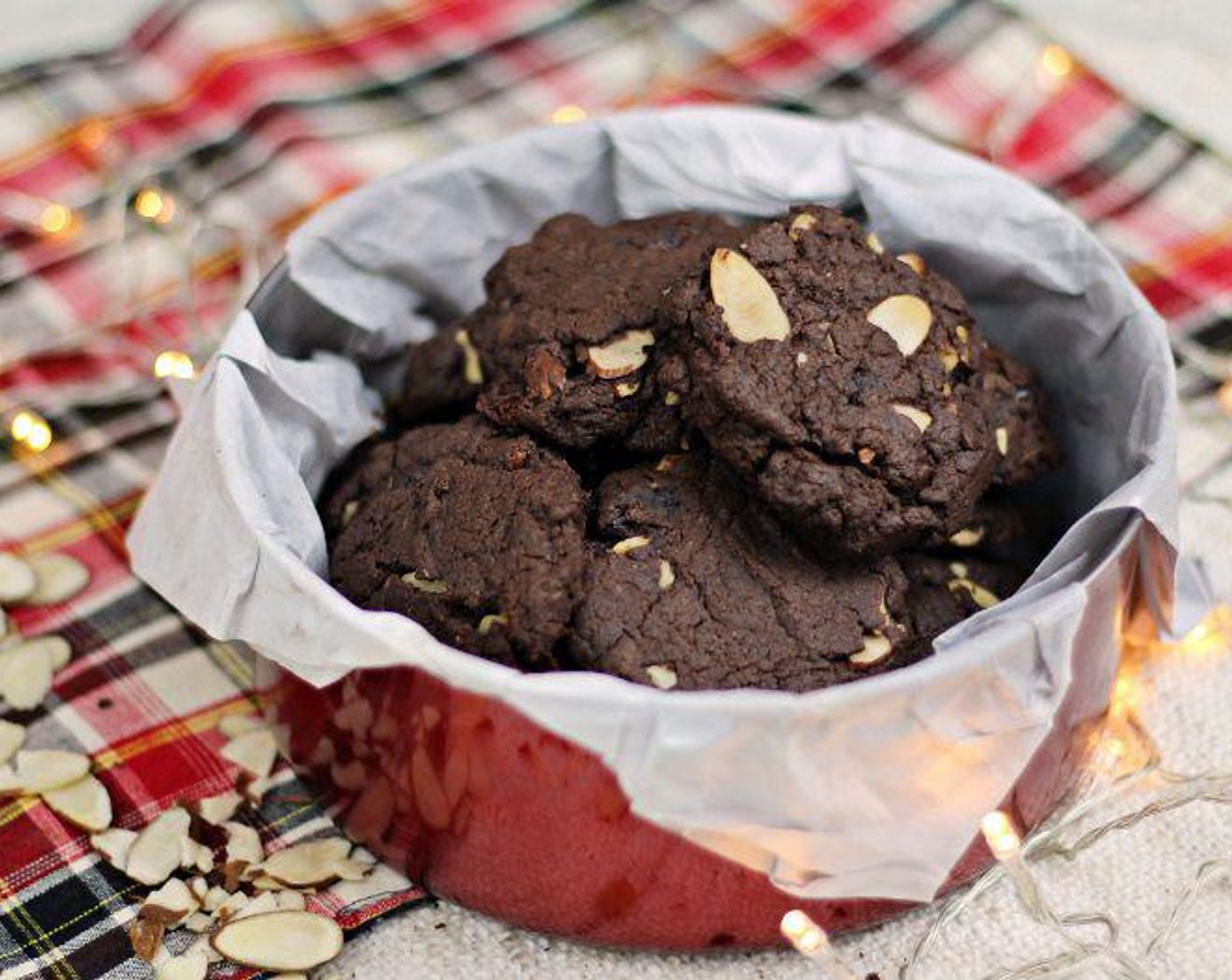 Double Chocolate Cranberry Almond Cookies